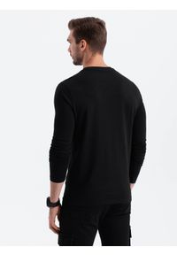 Ombre Clothing - Longsleeve męski z elastanem sygnowany z okrągłym dekoltem - czarny V3 OM-LSCL-0102 - XXL. Kolor: czarny. Materiał: elastan. Długość rękawa: długi rękaw. Wzór: jednolity, gładki. Styl: klasyczny #2