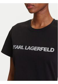 Karl Lagerfeld - KARL LAGERFELD T-Shirt A3W17102 Czarny Regular Fit. Typ kołnierza: dekolt w karo. Kolor: czarny. Materiał: bawełna #4