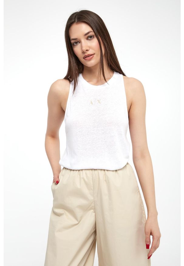 Armani Exchange - Top damski z lnem ARMANI EXCHANGE. Materiał: len