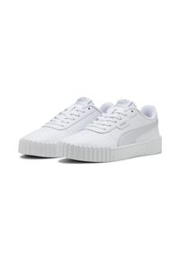 Puma - Damskie sneakersy Carina 3.0 PUMA White Silver Mist Gray. Okazja: na plażę. Kolor: szary, biały, wielokolorowy. Sezon: lato. Sport: turystyka piesza, tenis