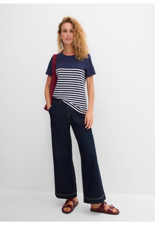 bonprix - T-shirt. Kolor: niebieski. Wzór: paski