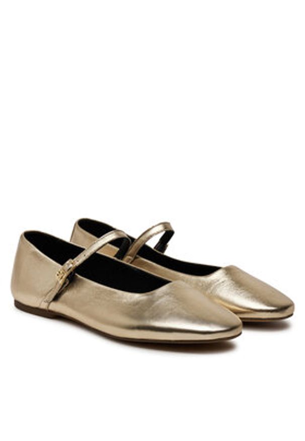 TOMMY HILFIGER - Tommy Hilfiger Baleriny Party Maryjane Ballerina Metal FW0FW08315 Złoty. Kolor: złoty. Materiał: skóra