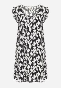 Born2be - Czarna Sukienka z Bawełny o Rozkloszowanym Kroju z Falbankami Zamiast Rękawów Jenalinea. Okazja: na co dzień. Typ kołnierza: kołnierz z falbankami. Kolor: czarny. Materiał: bawełna. Typ sukienki: rozkloszowane. Styl: casual, elegancki #5