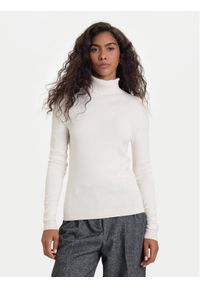 Vero Moda Golf Happiness 10300472 Beżowy Slim Fit. Typ kołnierza: golf. Kolor: beżowy. Materiał: syntetyk, wiskoza #1