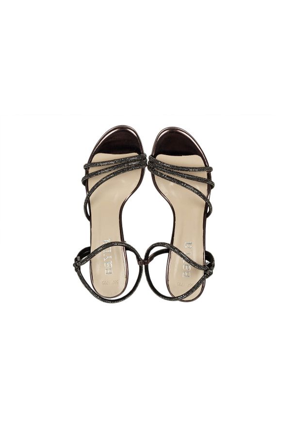 Sandały Bayla-187 587-1705 Platinum 187236, Skóra ekologiczna. Zapięcie: pasek. Kolor: czarny. Materiał: skóra ekologiczna. Wzór: motyw z bajki, paski, aplikacja. Obcas: na obcasie. Wysokość obcasa: średni