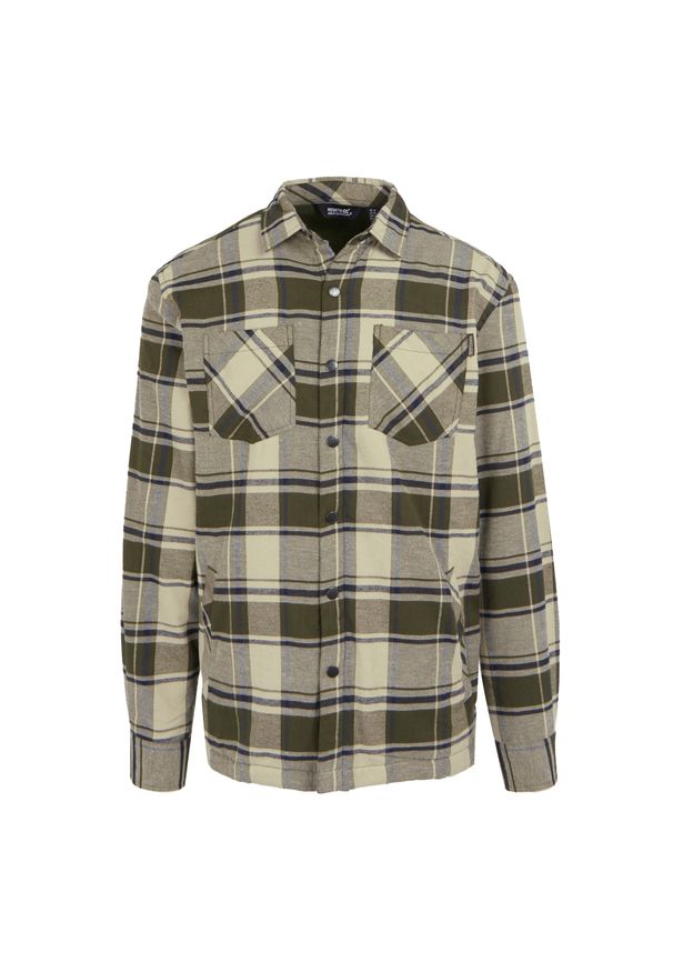 Regatta - Męska Koszula Thamos. Kolor: biały, wielokolorowy, brązowy, zielony. Sport: turystyka piesza