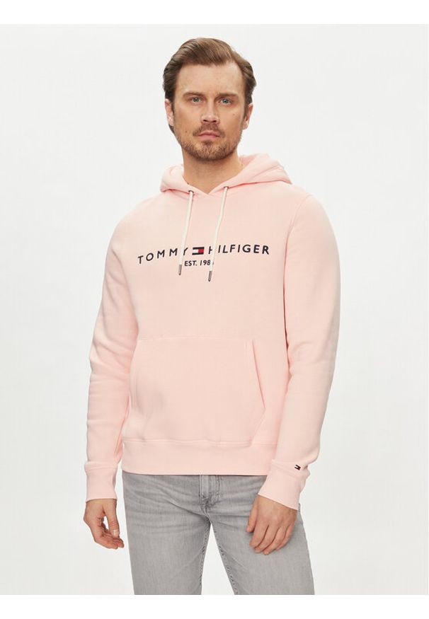TOMMY HILFIGER - Tommy Hilfiger Bluza Logo MW0MW11599 Różowy Regular Fit. Kolor: różowy. Materiał: syntetyk, bawełna