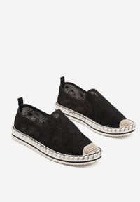 Renee - Czarne Espadryle z Ozdobną Plecionką Eranoria. Kolor: czarny. Obcas: na płaskiej podeszwie. Styl: elegancki #3