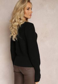 Renee - Czarny Ażurowy Sweter z Długim Rękawem Caettes. Kolor: czarny. Długość rękawa: długi rękaw. Długość: długie. Wzór: ażurowy