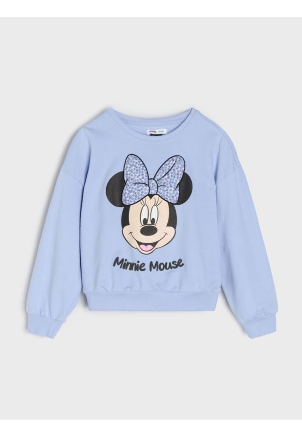 Sinsay - Bluza crewneck z nadrukiem Minnie Mouse - niebieski. Kolor: niebieski. Wzór: nadruk, motyw z bajki