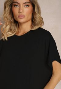 Renee - Czarna Pudełkowa Sukienka z Wiskozy z Rozcięciem Vimoray. Kolor: czarny. Materiał: wiskoza #3