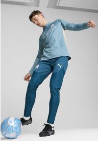 Puma - Męska bluza treningowa Olympique Marsylia z zamkiem 1/4 PUMA. Kolor: wielokolorowy, beżowy, niebieski. Sport: fitness