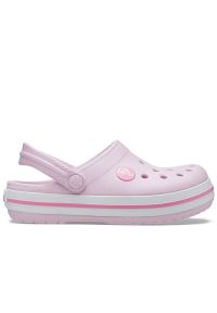 Klapki młodzieżowe Crocs Crocband Clog 207006-6GD - różowe. Kolor: różowy. Materiał: materiał. Sezon: lato. Styl: młodzieżowy #1