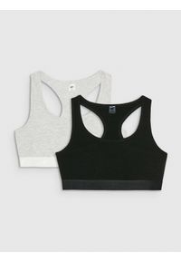 4f - 4F Biustonosz bawełniany z niskim wsparciem (2-pack) damski - multikolor L. Kolor: wielokolorowy. Materiał: bawełna #1