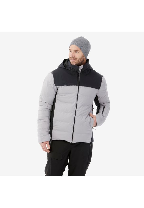 WEDZE - Kurtka narciarska męska Quechua 500 Warm. Kolor: szary, wielokolorowy, czarny. Materiał: włókno. Sezon: zima. Sport: narciarstwo