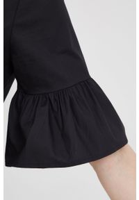 XT Studio sukienka bawełniana kolor czarny mini rozkloszowana. Kolor: czarny. Materiał: bawełna. Długość rękawa: krótki rękaw. Typ sukienki: rozkloszowane. Długość: mini #3