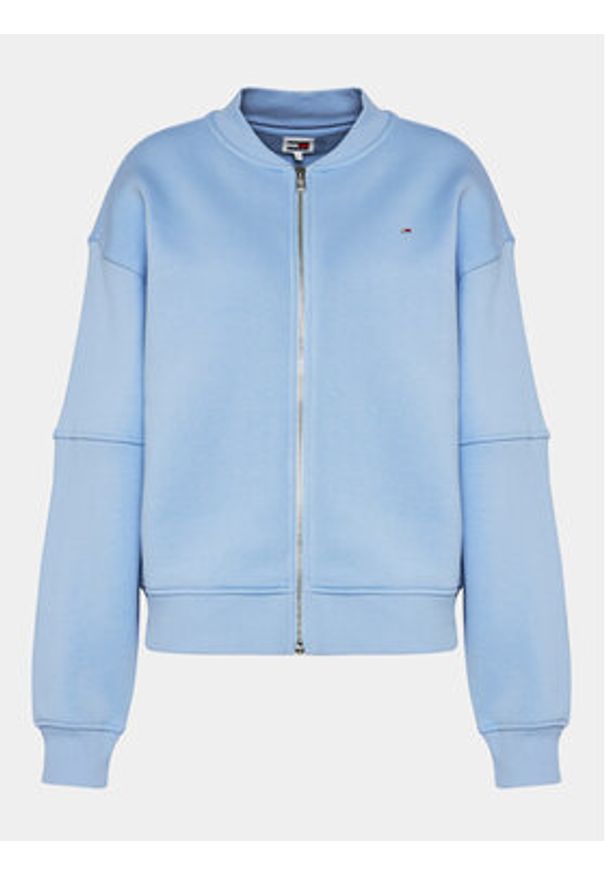 Tommy Jeans Bluza Tjw Zip Thru Bomber DW0DW17957 Błękitny Regular Fit. Kolor: niebieski. Materiał: bawełna, syntetyk