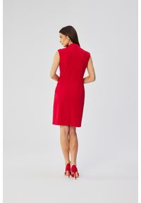 Stylove - Elegancka ołówkowa sukienka midi bez rękawów czerwona. Kolor: czerwony. Długość rękawa: bez rękawów. Typ sukienki: ołówkowe. Styl: elegancki. Długość: midi