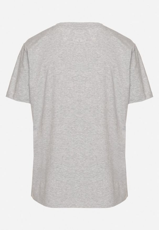 Born2be - Jasnoszary Bawełniany T-shirt Ozdobiony Nadrukiem Nelltaria. Okazja: na co dzień. Kolor: szary. Materiał: bawełna. Wzór: nadruk, aplikacja. Sezon: wiosna, lato. Styl: elegancki, casual
