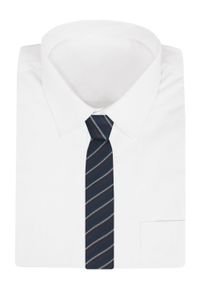 Krawat Męski - Angelo di Monti - Paski (Prążki), Granatowe Tło. Kolor: niebieski. Materiał: tkanina. Wzór: prążki, paski. Styl: elegancki, wizytowy