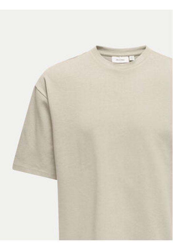 Only & Sons T-Shirt Caspian 22031940 Beżowy Authentic Fit. Kolor: beżowy. Materiał: bawełna