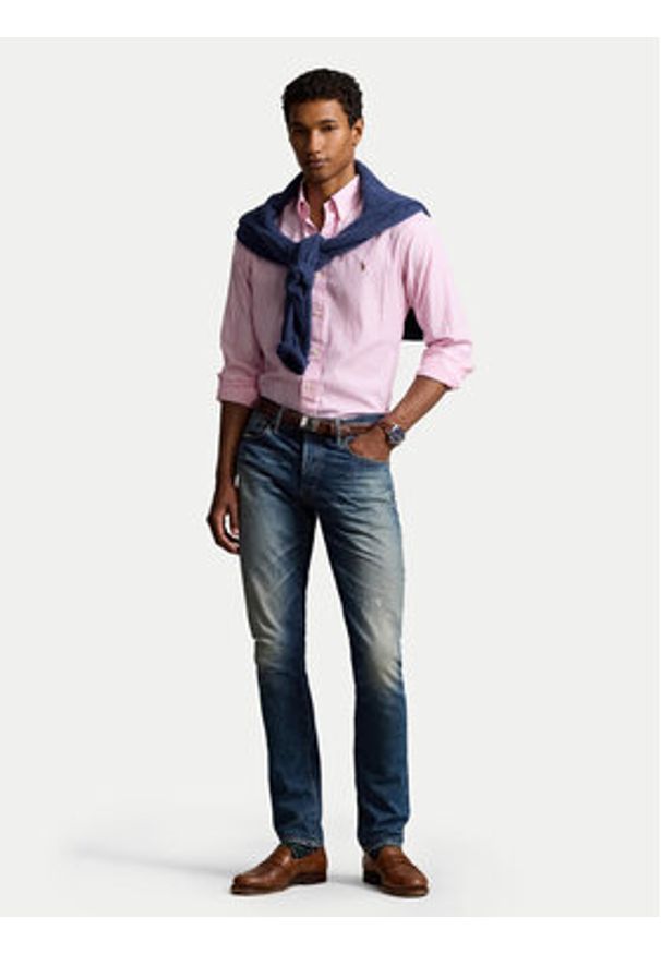 Polo Ralph Lauren Koszula 710886462002 Różowy Custom Fit. Typ kołnierza: polo. Kolor: różowy. Materiał: bawełna