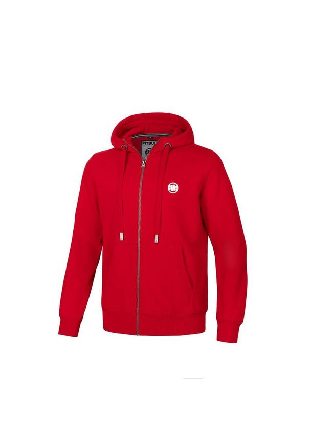 PITBULL - Bluza męska Pitbull rozpinana z kapturem Small Logo. Typ kołnierza: kaptur. Kolor: czerwony. Sport: fitness