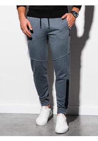 Ombre Clothing - Spodnie męskie dresowe P920 - grafitowe - XXL. Kolor: szary. Materiał: dresówka