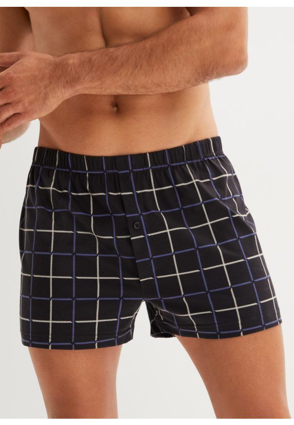 bonprix - Luźne bokserki z bawełnianego dżerseju (3 pary). Kolor: czarny. Materiał: jersey, bawełna