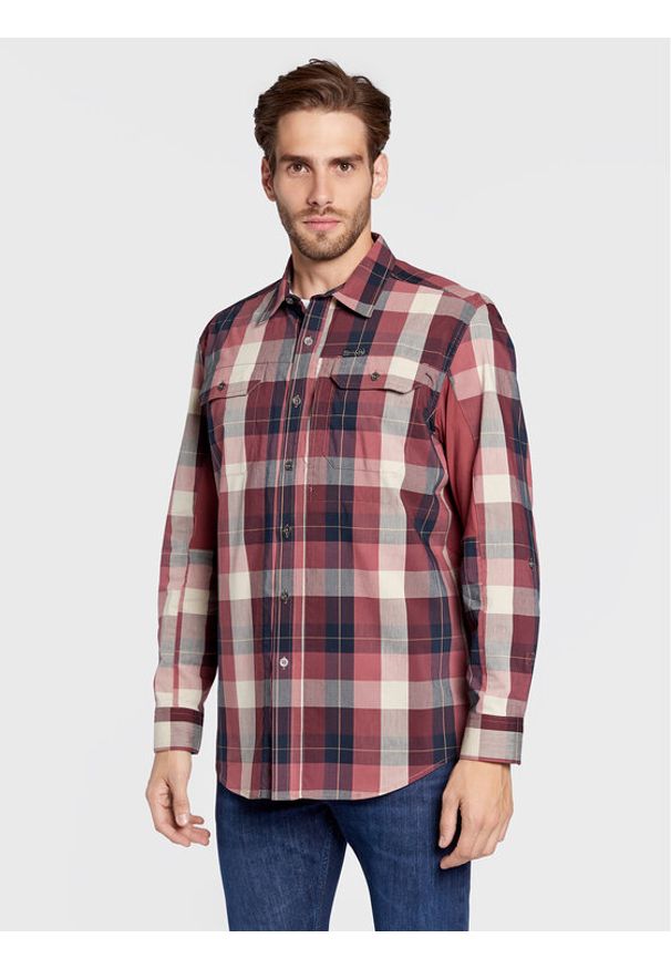 Wrangler Koszula WA5B5R17G 112324306 Bordowy Regular Fit. Kolor: czerwony. Materiał: syntetyk