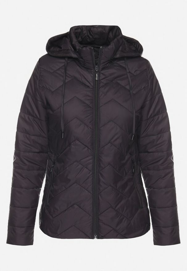 Born2be - Czarna Kurtka z Odpinanym Kapturem Pikowana Ariobia. Kolor: czarny