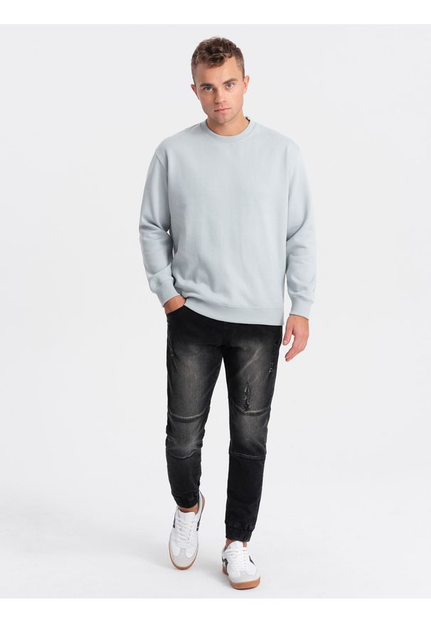 Ombre Clothing - Spodnie męskie marmurkowe JOGGERY z przetarciami - czarne V2 - Rozmiar: XL. Kolor: czarny. Materiał: elastan, bawełna, guma