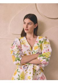 Reserved - Wzorzysta bluzka z lnem - wielobarwny. Materiał: len #1