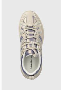 Calvin Klein Jeans sneakersy RETRO TENNIS LACEUP kolor beżowy YW0YW01044. Nosek buta: okrągły. Zapięcie: sznurówki. Kolor: beżowy. Materiał: guma #4