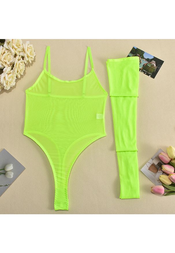 Intica - Body transparentne na wyjątkowe okazje Shemika. Kolor: zielony. Materiał: tkanina, materiał