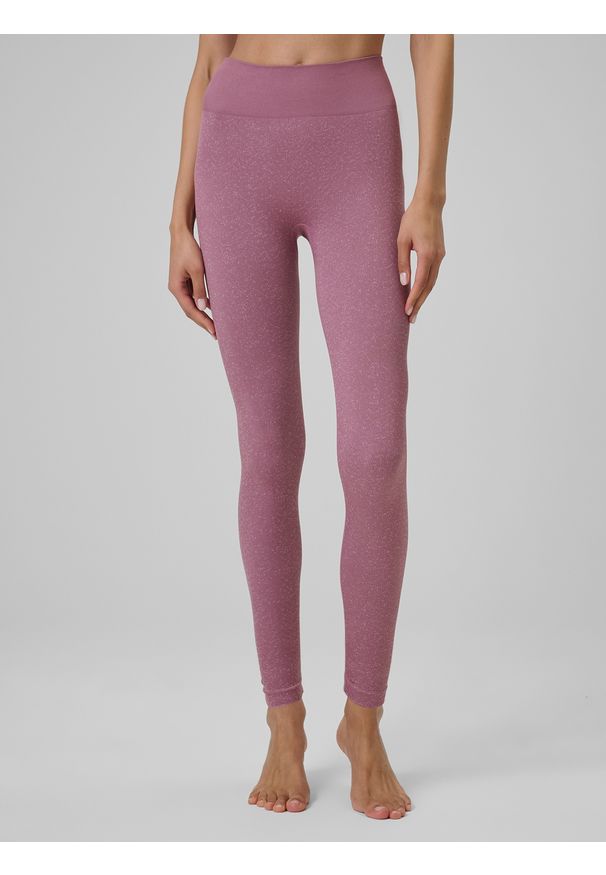 4f - 4F Legginsy do jogi bezszwowe szybkoschnące damskie - różowe XS/S. Stan: podwyższony. Kolor: różowy. Materiał: materiał. Długość: długie. Sport: joga i pilates