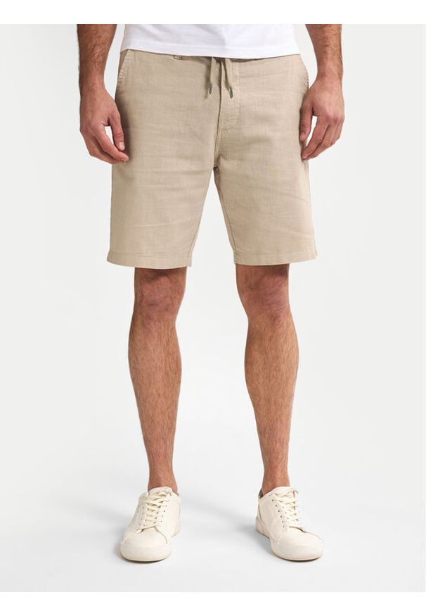 Petrol Industries Szorty materiałowe M-1050-SHO538 Beżowy Slim Fit. Kolor: beżowy. Materiał: bawełna