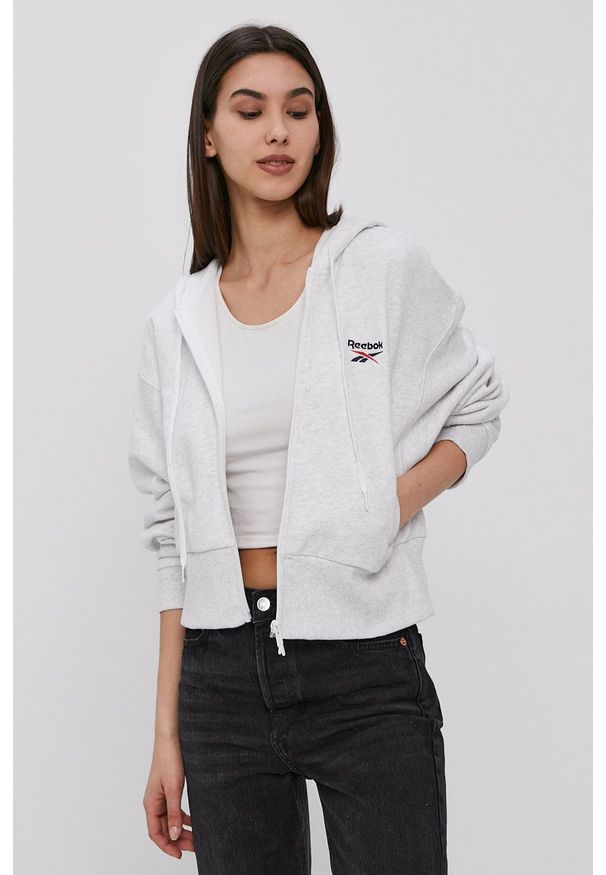 Reebok Classic - Bluza bawełniana. Okazja: na co dzień. Typ kołnierza: kaptur. Kolor: szary. Materiał: bawełna. Styl: casual
