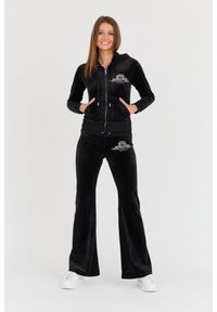 Juicy Couture - JUICY COUTURE Czarne spodnie Arched Metallic Layla. Kolor: czarny #6