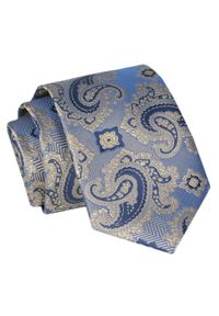 Alties - Krawat - ALTIES - Niebiesko-Beżowy, Duży Wzór. Kolor: brązowy, beżowy, wielokolorowy, niebieski. Materiał: tkanina. Styl: elegancki, wizytowy