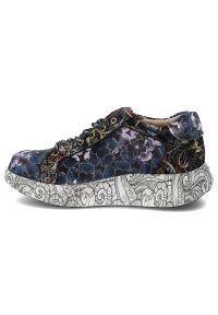 Granatowe Sneakersy Laura Vita Modne Obuwie Damskie. Okazja: na co dzień. Zapięcie: sznurówki. Kolor: niebieski. Materiał: jeans. Wzór: nadruk, aplikacja, kwiaty. Styl: casual, klasyczny, boho #6