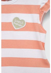 Guess komplet niemowlęcy kolor biały. Kolor: biały. Materiał: bawełna, dzianina. Wzór: nadruk #7