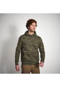 SOLOGNAC - Bluza outdoor z kapturem Solognac 500 Camo Halftone. Typ kołnierza: kaptur. Kolor: zielony. Materiał: poliester, materiał, elastan, bawełna. Sport: outdoor
