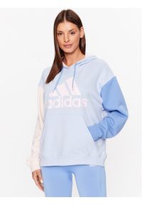 Adidas - adidas Bluza Essentials Big Logo Oversized French Terry Hoodie IC9870 Błękitny Loose Fit. Kolor: niebieski. Materiał: bawełna #1