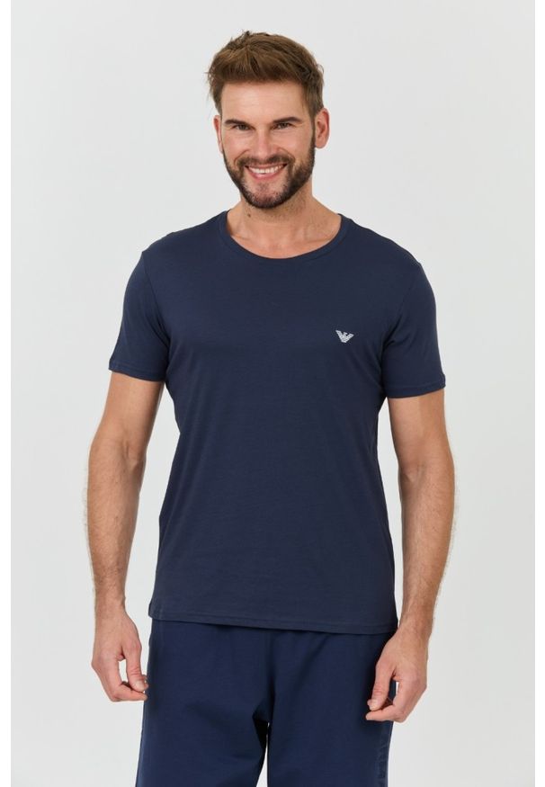 Emporio Armani - EMPORIO ARMANI Granatowy męski t-shirt basique, Rozmiar XXL. Kolor: niebieski