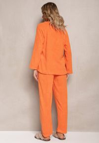 Renee - Pomarańczowy Komplet Piżamowy 2-Częściowy Bluza i Spodnie z Gumką w Pasie Jendara. Kolor: pomarańczowy. Materiał: tkanina