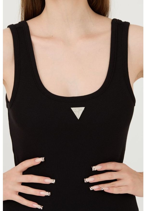 Guess - GUESS Czarny damski top Ribbed Knit Tank, Rozmiar M. Kolor: czarny