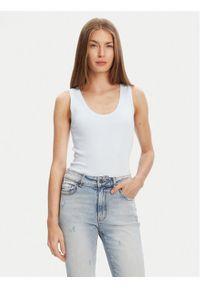 United Colors of Benetton - United Colors Of Benetton Top 3GA2DH010 Błękitny Slim Fit. Kolor: niebieski. Materiał: bawełna