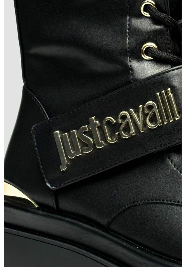 Just Cavalli - JUST CAVALLI Czarne damskie botki FONDO BOURNE, Rozmiar 37. Kolor: czarny