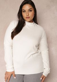 Renee - Biały Golf Joise. Typ kołnierza: golf. Kolekcja: plus size. Kolor: biały. Materiał: dzianina. Długość rękawa: długi rękaw. Długość: długie. Wzór: jednolity #3